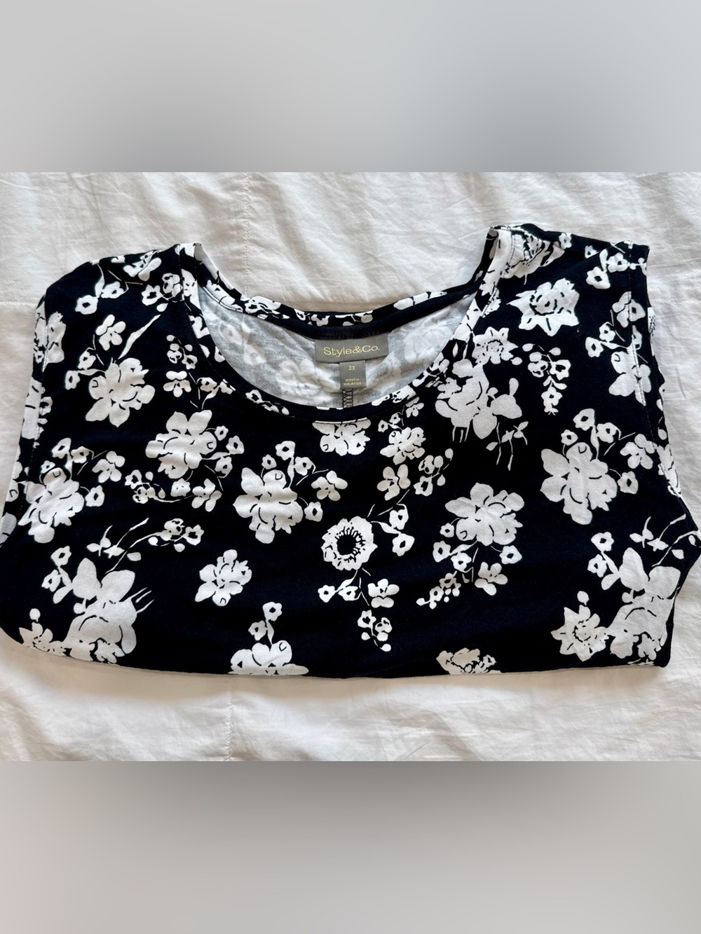 Style & Co. Black Floral Scoop Neck Dress